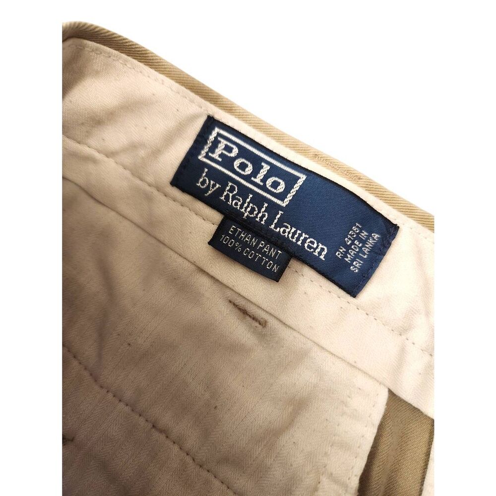 Polo Ralph Lauren Khaki pants Pleated tan Men's 34x29* Measured Pony Logo Ethan - Picture 3 of 9